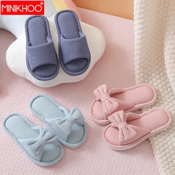 

2020 New Children Slipper Boy Girl Bow Indoor Flip Flops cotton Slippers Kids Cute Room Non-slip Spring Shoes 17.5-22.5cm