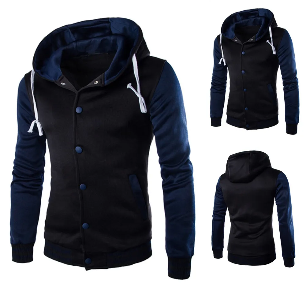 New Men Coat Jacket Outwear Sweater Winter Slim Hoodie Warm Hooded Sweatshirt Motorcycle Bicycle Coat