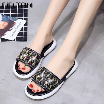 

RIBETRINI Leisure Female Open Toe Casual Daily Fashion Shoes Summer Women Slippers 2020 Brand Beach Slip On Slippers