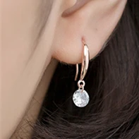 Rosegold-8mm LOYE 925 стерлингового серебра кубического циркония Висячие серьги простые милые хрустальные серьги для женщин девочек вечерние подарочные украшения для помолвки - Цвет камня: Rosegold-8mm