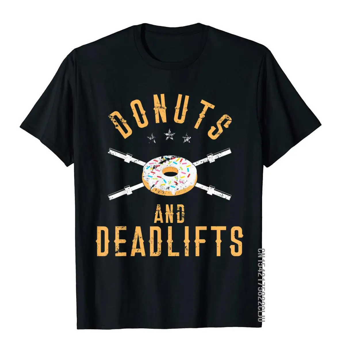 Donuts and Deadlifts T-Shirt Funny Workout Powerlifter Tee T-Shirt__97A1209black
