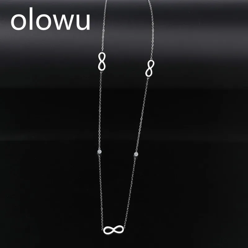 Olowu массивные длинные Chian символ бесконечности ожерелье для девочки из