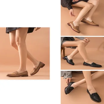 

2020 new style flat casual shoes ladies luxury sheepskin moccasin leather pointed toe flat shoes handmade