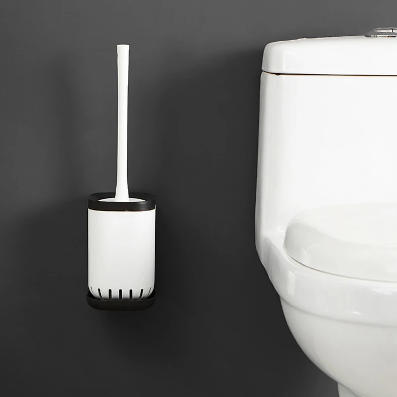 Modern Bathroom Hangable Toilet Brush Pasteable Holder Set Bowl Base Freestand Bathroom Accessories JA55