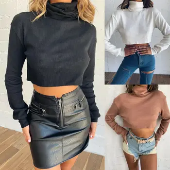 

Modis Ladies Turtleneck Sweater White Slim Fitness Autumn Winter Clothes Women Long Sleeve Knitted Warm Pullover Female Sweater