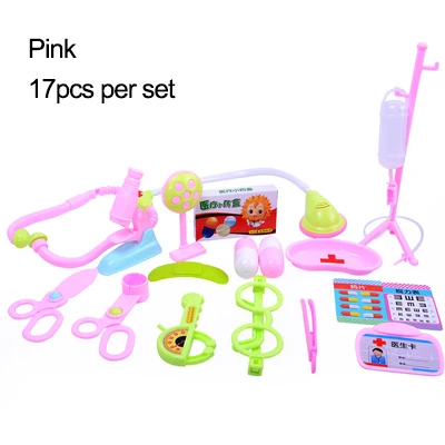 Pink-17pcs Детский набор доктора, игрушки для детей, Набор доктора, ролевые игры для мальчиков, Stetoscope Enfant, игровой набор, маленькая девочка, игрушка, медицина - Цвет: Pink-17pcs