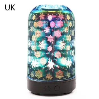 

3D Snowflakes Glass Aroma Diffuser Ultrasonic Air Humidifier with 7 Colorful LED Night Light Essential Oil Mist Maker