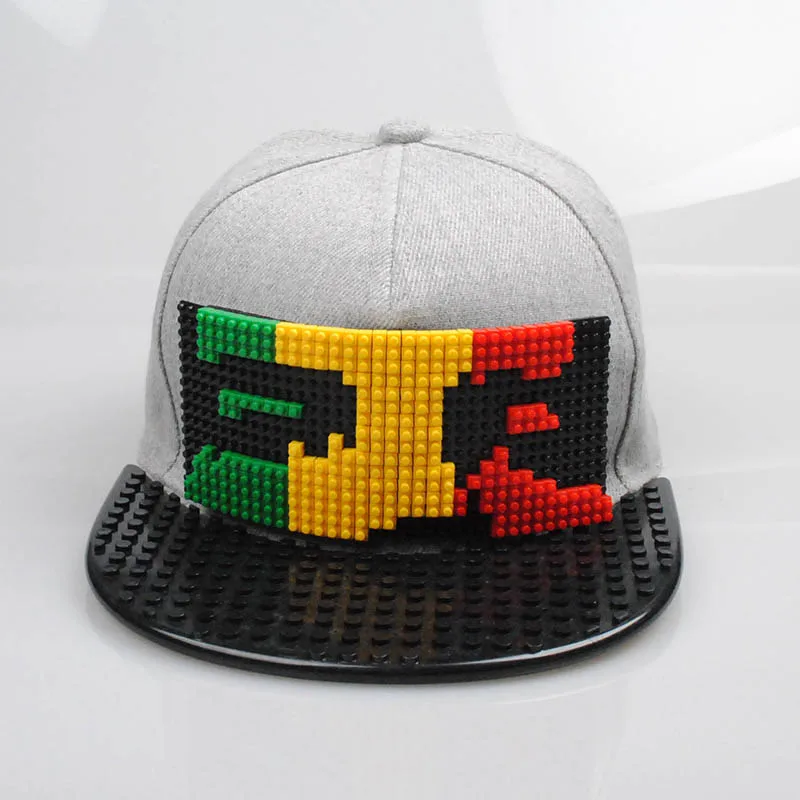 Новые головоломки игры блоки DIY лего бейсбольная шляпа Боб Марли пиксели супергерой папа шапки Snapback кепки для мужчин и женщин Съемный - Цвет: c11