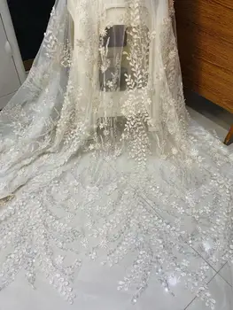 

2020 luxury Latest sequins beads embroidery lace fabric Top grade wedding gown dress lace fabric sequins lace 3D Lac