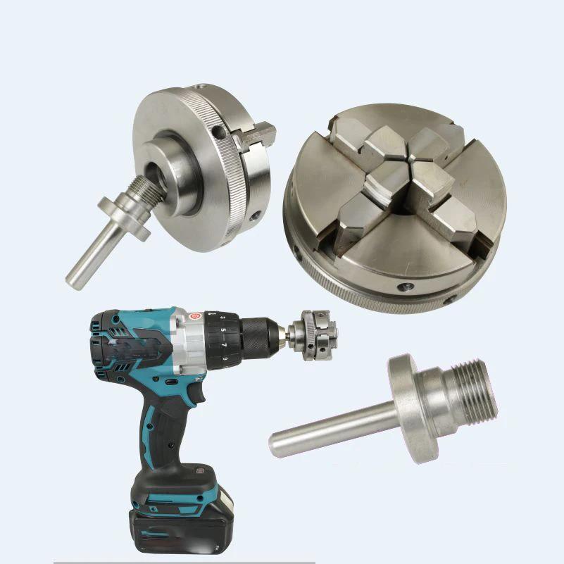 Hand electric drill is connected to 50, 65、80  three-jaw, four-jaw hand-tight chuck, and woodworking lathe