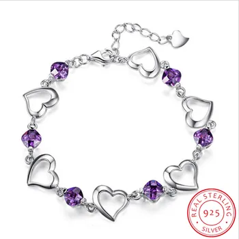 

Bracelets For Women Created Aquamarine 925 sterling silver Charm bracelets Party Anniversary Gifts Fine Jewelry