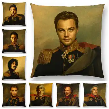 

Hollywood Super Stars Sofa Pillow Case Portrait Gentleman Retro Military Dress Replaceface Prints Cushion Cover