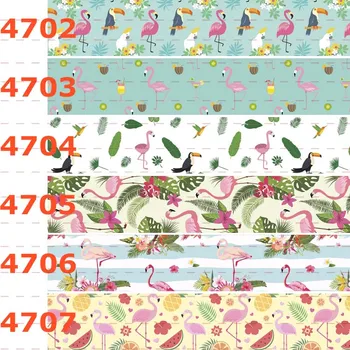 

Winsome 50 Yards Several Sizes Summer Series Flamingo Pattern Colorful Printed Grosgrain, FOE Ribbon