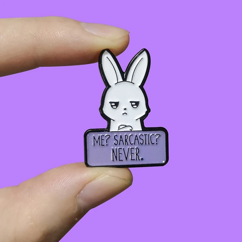 Sarcastic Never Rabbit эмалированная булавка забавные значки с животными Genius брошь