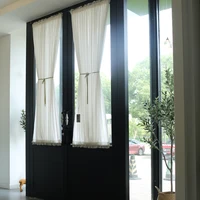 White Lace Coffee Mesh Pure Yarn Up and Down Fixed Curtain for Bar Kitchen Cabinet Glass Door 2