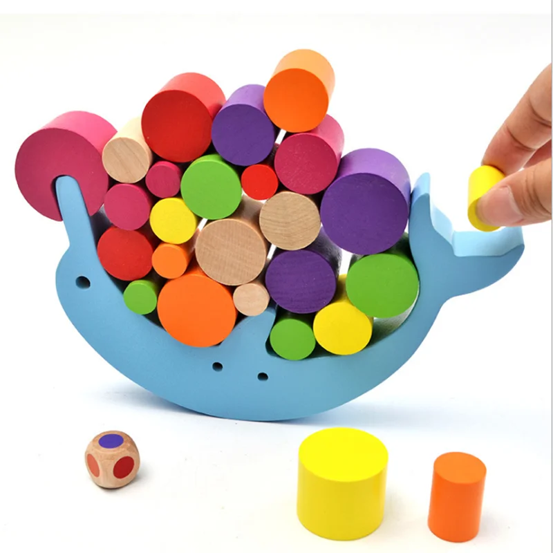 

Baby Early Learning Toy Wood Moon Balancing Educational Toys Building Blocks Kids Children Balancing Toy