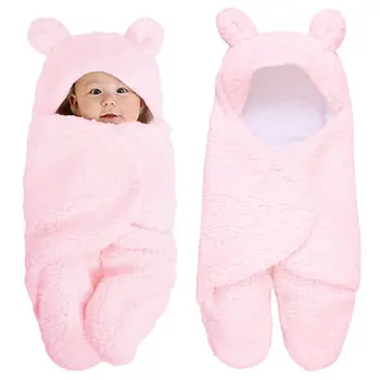 

Newborn Baby Blanket Swaddle Wrap Winter Cotton Plush Hooded Sleeping Bag 0-12M GXMB