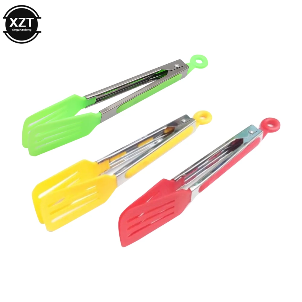 1Pc Nylon Food Tong Stainless Steel Kitchen Tongs Silicone Non-slip Cooking Clip Clamp BBQ Salad Tools Grill Kitchen Accessories food tongs