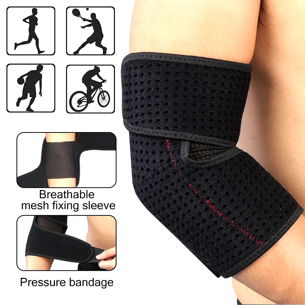Close-up of the built-in breathable mesh panel at the elbow joint of the compression sleeve showing the open joint design that provides air circulation and moisture management during sport and extended daily wear.