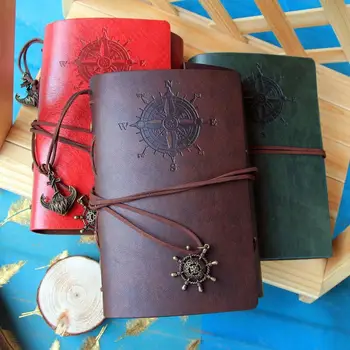 

Vintage PU Leather Cover Bound Notebook Journal Diary School Office Supply Travel Notebook Travel Journal Writing Journals