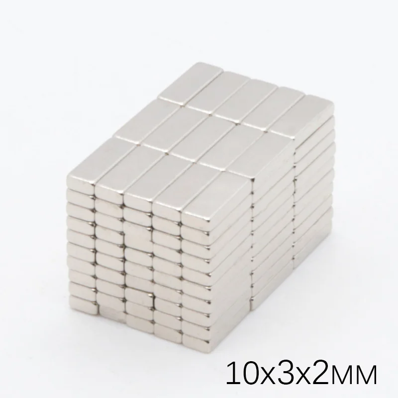200 шт 10x3x2 мм N35 NdFeB маленький блок супер сильные неодимовые магниты 10*3*2 редкоземельные кубовидные мощные магнитные магниты