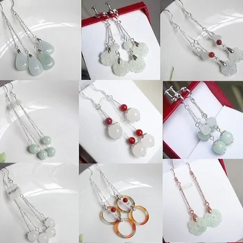 

Natural Emerald Round Bead Jade DIY Earrings Charm Jewellery Fashion Accessories Hand-Carved Man Ahd Woman Luck Amulet Gifts