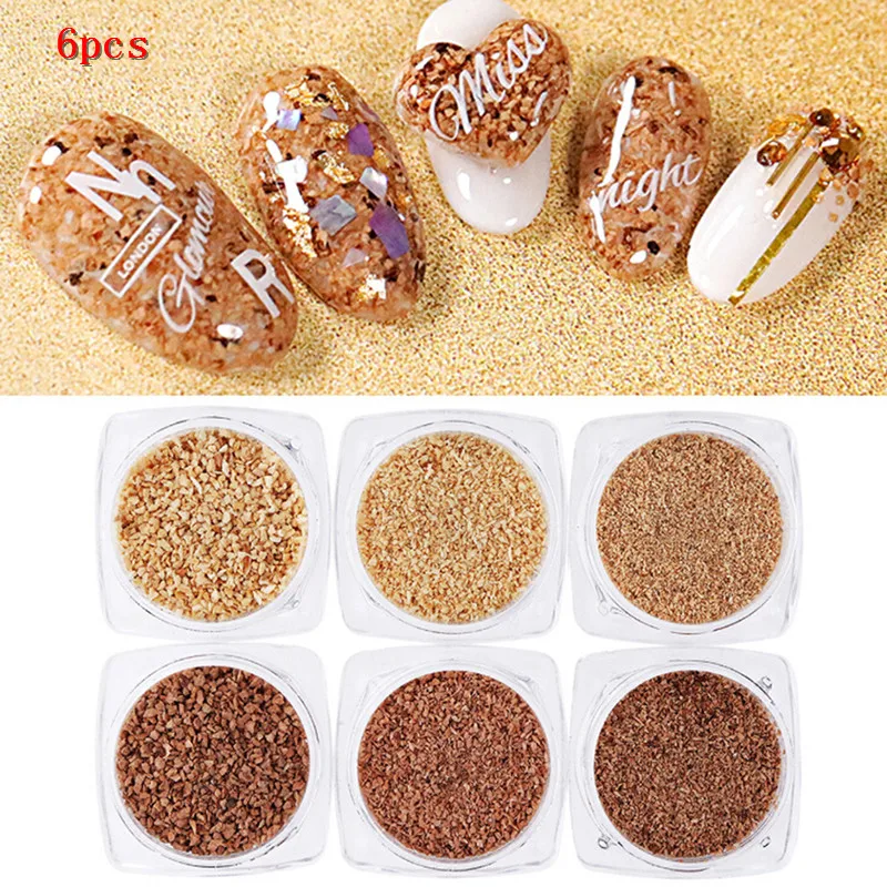 Japanese Beach Color Nail Sequins Wood Pigment Glitter Nail Cork Powder Set 3D Manicure Decoration for Nail Gel hot