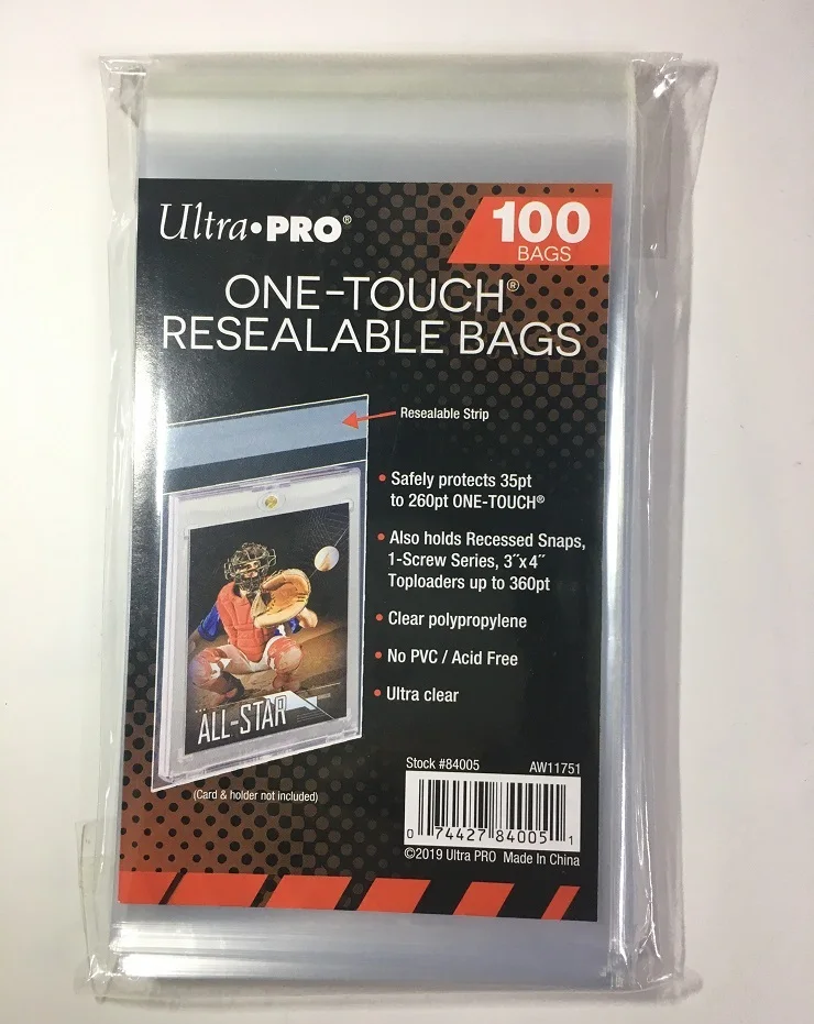 Ultra Pro 100pcs/lot One-touch Resealable Bags For Cards Magnetic