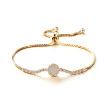 WEIMANJINGDIAN Новое поступление кубического циркония CZ Кристалл Круглый диск регулируемые браслеты в золоте/серебре цвета покрытием