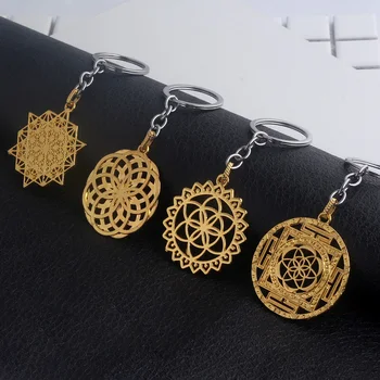

Flower of Life Alloy Two colors keychain Bags Hanging Pendant For Man Women Car Keyring Llavero Jewelry Souvenir Gift