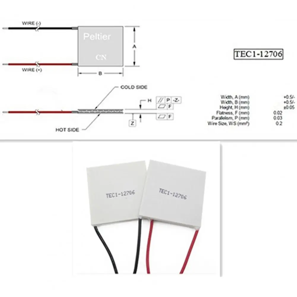 Electronic Components 5.58A 12V 60W TEC1-12706 Cooling Peltier Plate Thermoelectric Cooler Heat Sink Module Integrated Circuits thermoelectric cooler module