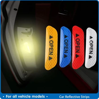 

4Pcs/ Set Automobile OPEN Reflective Tape Warning Mark Reflective Stickers Reflective Strips Car-styling 4 Colors Safety Mark