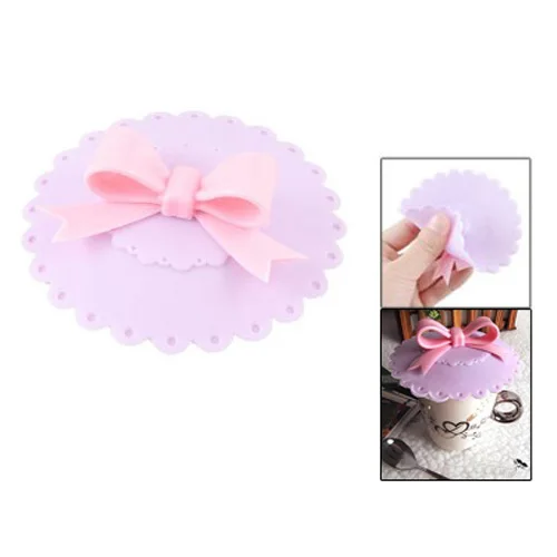 

Pink Silicone Bowknot Knob Purple Watertight Cup Cap Cover Lid