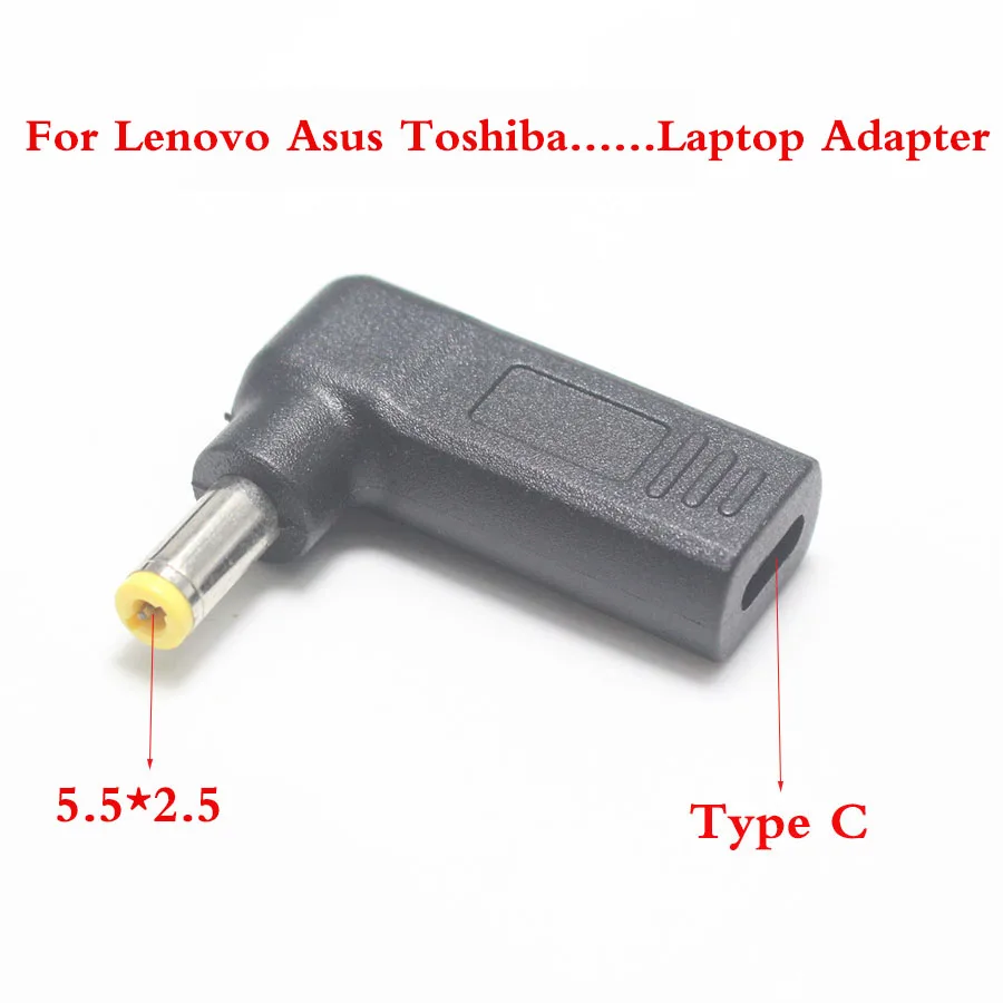 1xPD адаптер питания для ноутбука, разъем постоянного тока, usb type C, женский и мужской разъем, конвертер для lenovo, для Asus, зарядное устройство для ноутбука - Цвет: 5.5x2.5 For Asus