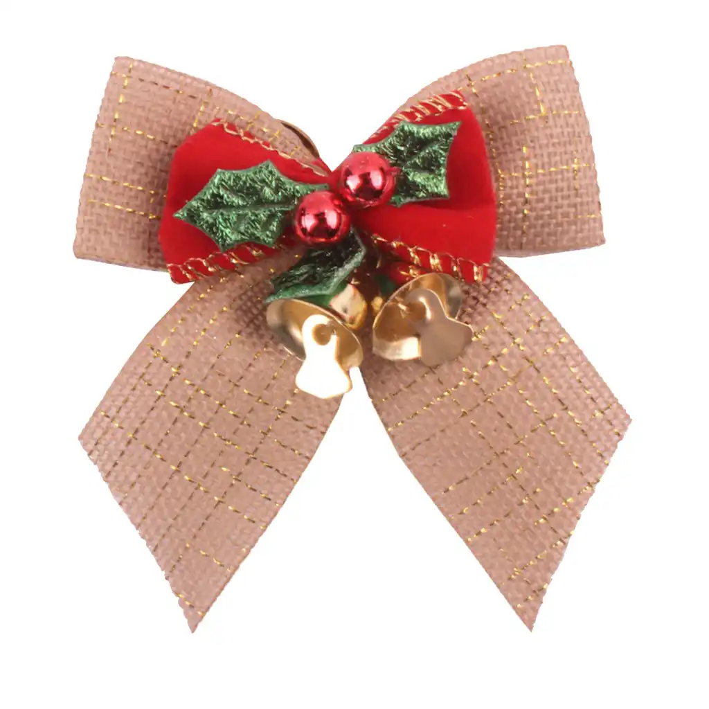 christmas bow with christmas wreath of iron bells with christmas