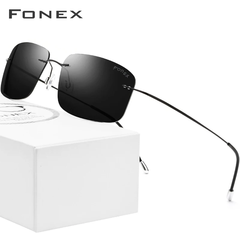 FONEX Мужские солнцезащитные очки без оправы из титанового сплава ультралегкие