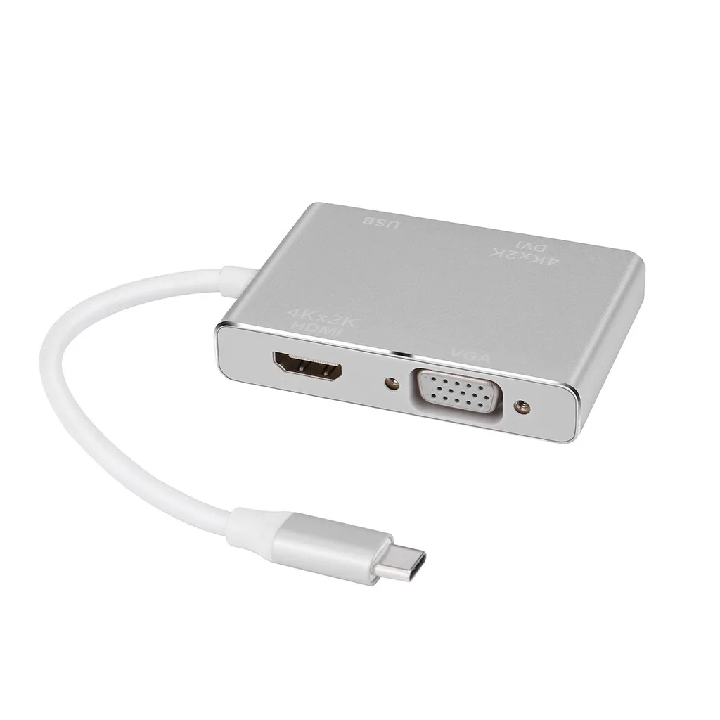 USB Type C to HDMI Прямая поставка Высокое качество USB 3,0 к DVI VGA HDMI HD LAN Ethernet RJ45 гигабит 4 в 1 конвертер адаптер Лидер продаж#1031 - Цвет: USB Type C to HDMI