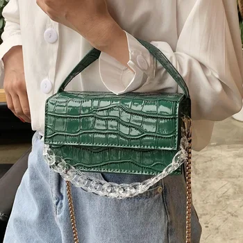 

Transparent Acrylic Design women handbag small PU Leather Flap Bag for Lady Crossbody Bag Female chain Shoulder messenger Bag