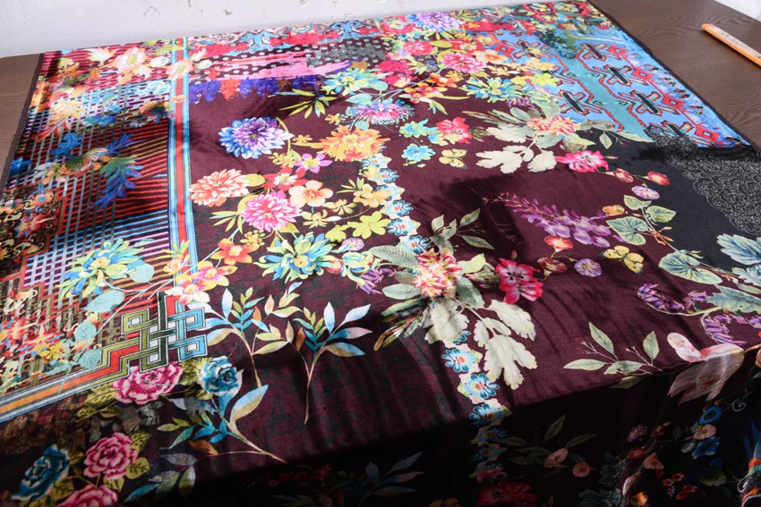 Красочная печать настоящего бархата шелк Цяо бархат 1,14 м в ширину