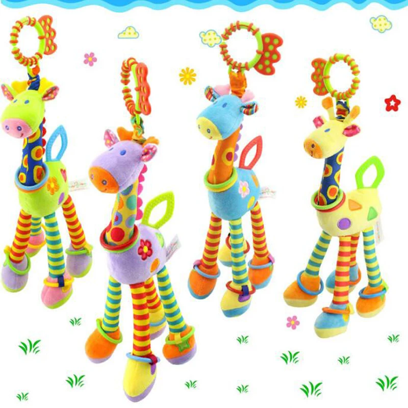 10Pcs/lot Baby Teether Gum Giraffe Dolls Toys Newborns Creative Soothing Plush Hand Bell | Мать и ребенок