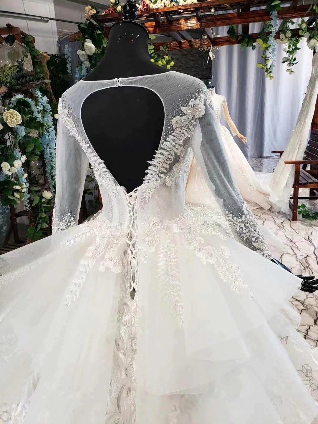 Скромное Свадебное турецкое платье с длинными рукавами и круглым вырезом, атласное Тюлевое вечернее платье с аппликацией, кружевное платье с вышивкой для невесты, Vestidos De Novia