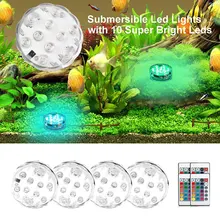 10 Led RGB погружной светильник с дистанционным управлением, на батарейках, подводный Ночной светильник, напольная ваза, чаша, садовые вечерние украшения