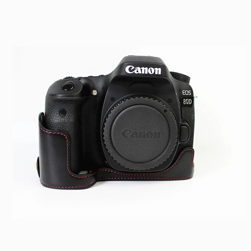 Из искусственной кожи чехол Половина крышка Камера сумка для Canon EOS 90D 80D 70D 60D 80DII с отверстием батареи