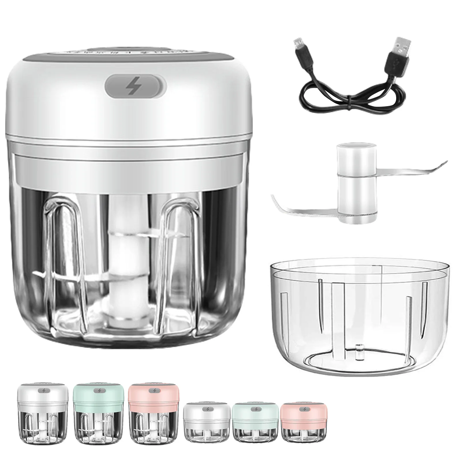 Electric Mini Garlic Chopper, Rechargeable Portable and Cordless Food  Processor, 350ML Vegetable Chopper with 304 Stainless Steel Blade, Mincer