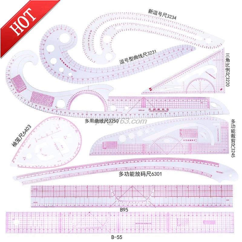 13pcs//Set Règle Française Courbe Pour Coudre Tailleur