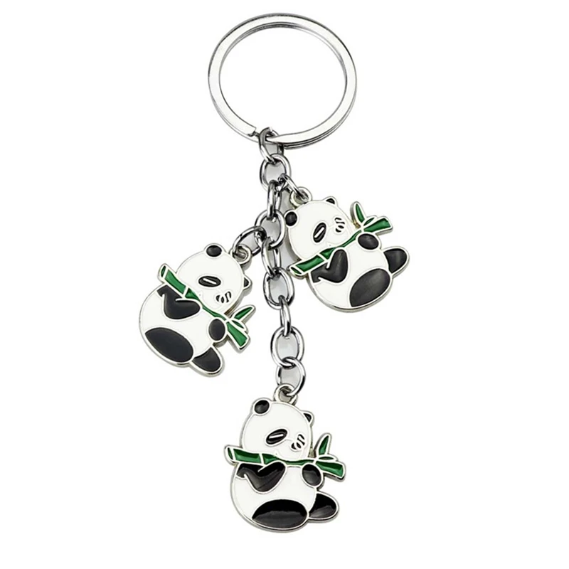 Panda Key Chain New Cute Panda Keychain For Bag Car Key Ring Tourism Souvenir Gifts Key Chains Holder Silver Trinket Jewelry