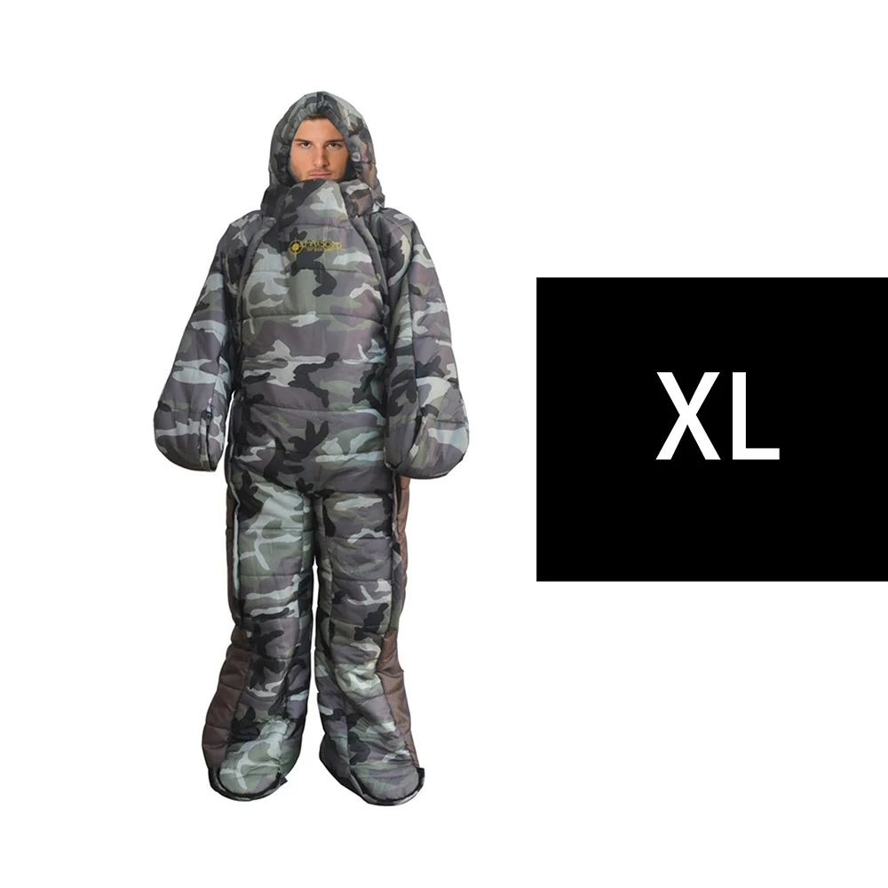 Camouflage XL Спальный мешок в форме человека регулируемый удобный на молнии для наружного путешествия снаряжение для походов, скалолазания ленивые теплые спальные мешки - Цвет: Camouflage XL