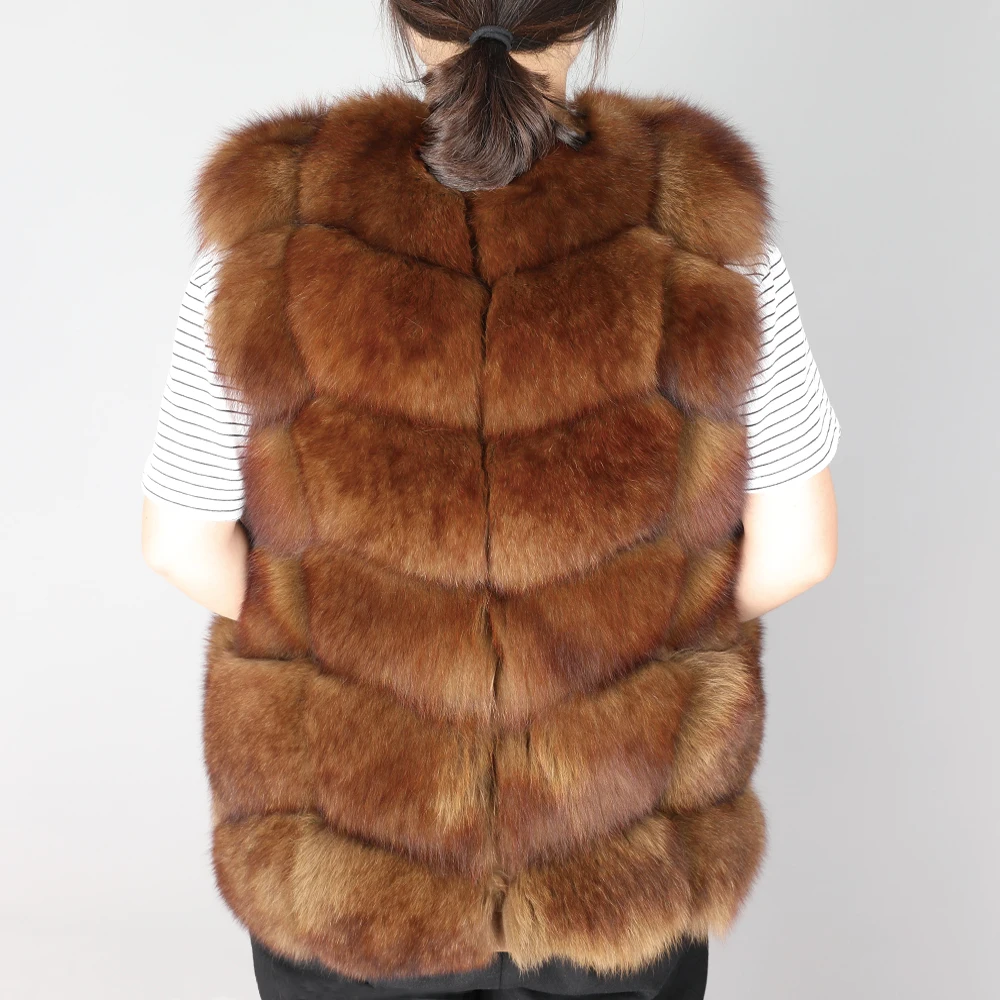 Зимняя женская одежда пальто из натурального Лисьего меха натуральный мех лисы Жилет парка Паркер сохраняет тепло