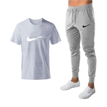 2021 Summer New Men Casual Sets Short Sleeve T Shirt +Pants Print Male Tracksuit Set Men's Brand Clothing 2 Pieces Sets 15