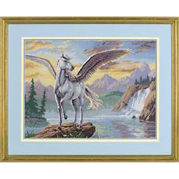 

Gold Collection Beautiful Counted Cross Stitch Kit Enchanting Pegasus White Flying Horse dim 35023